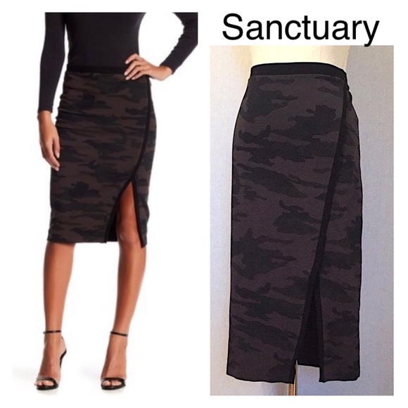 Sanctuary Dresses & Skirts - Sanctuary stretch knit camo print slit midi skirt